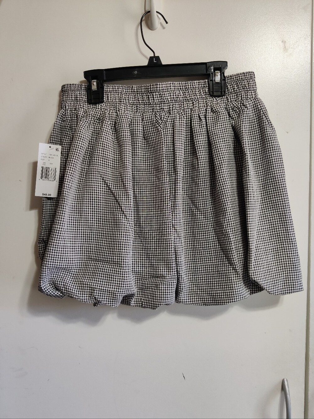 Bubble Gingham Elastic-Waist Skirt - Picture 3 of 5